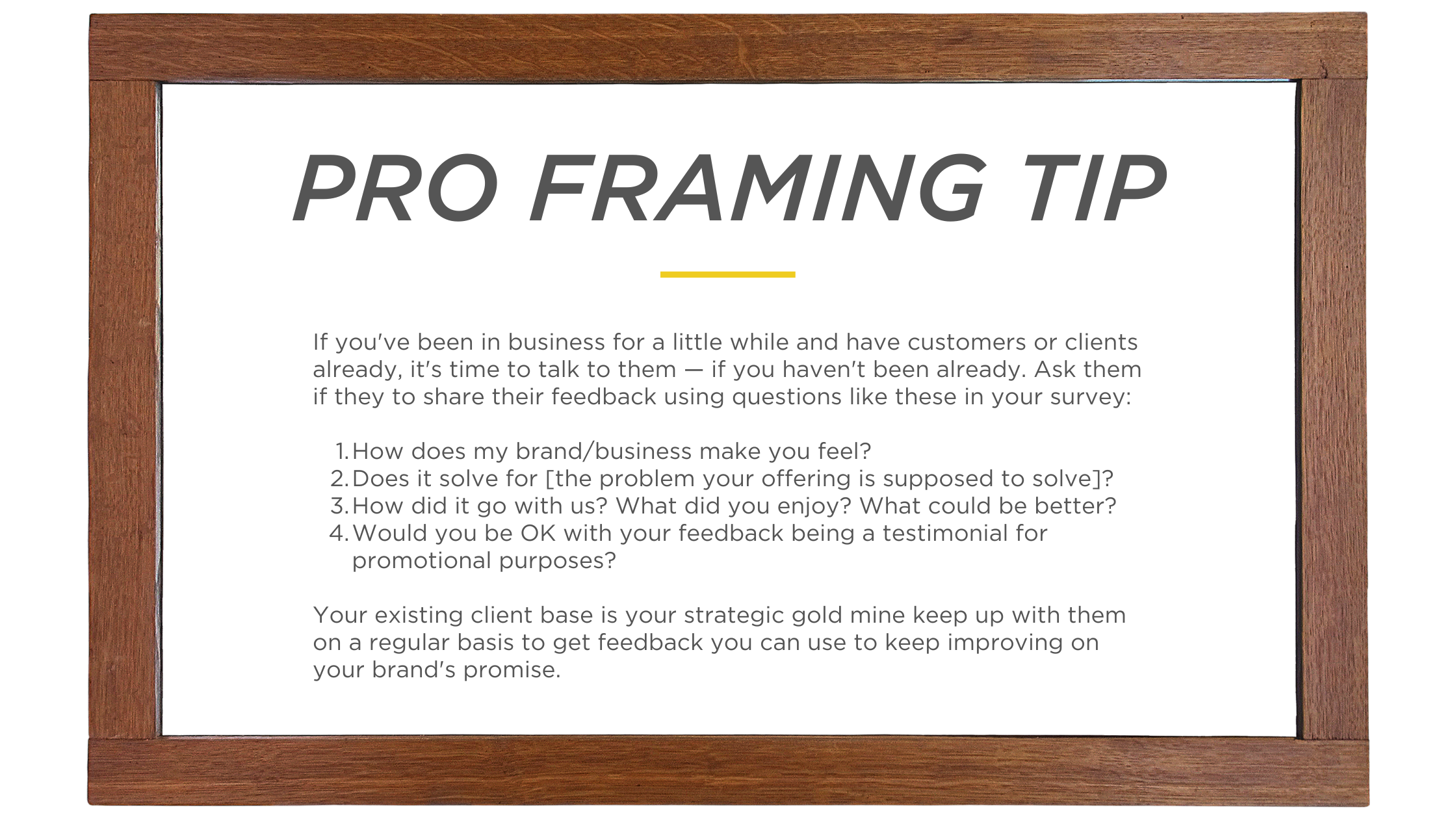 FW Framing Pro Tip - Brand Framing Snapshot Guide