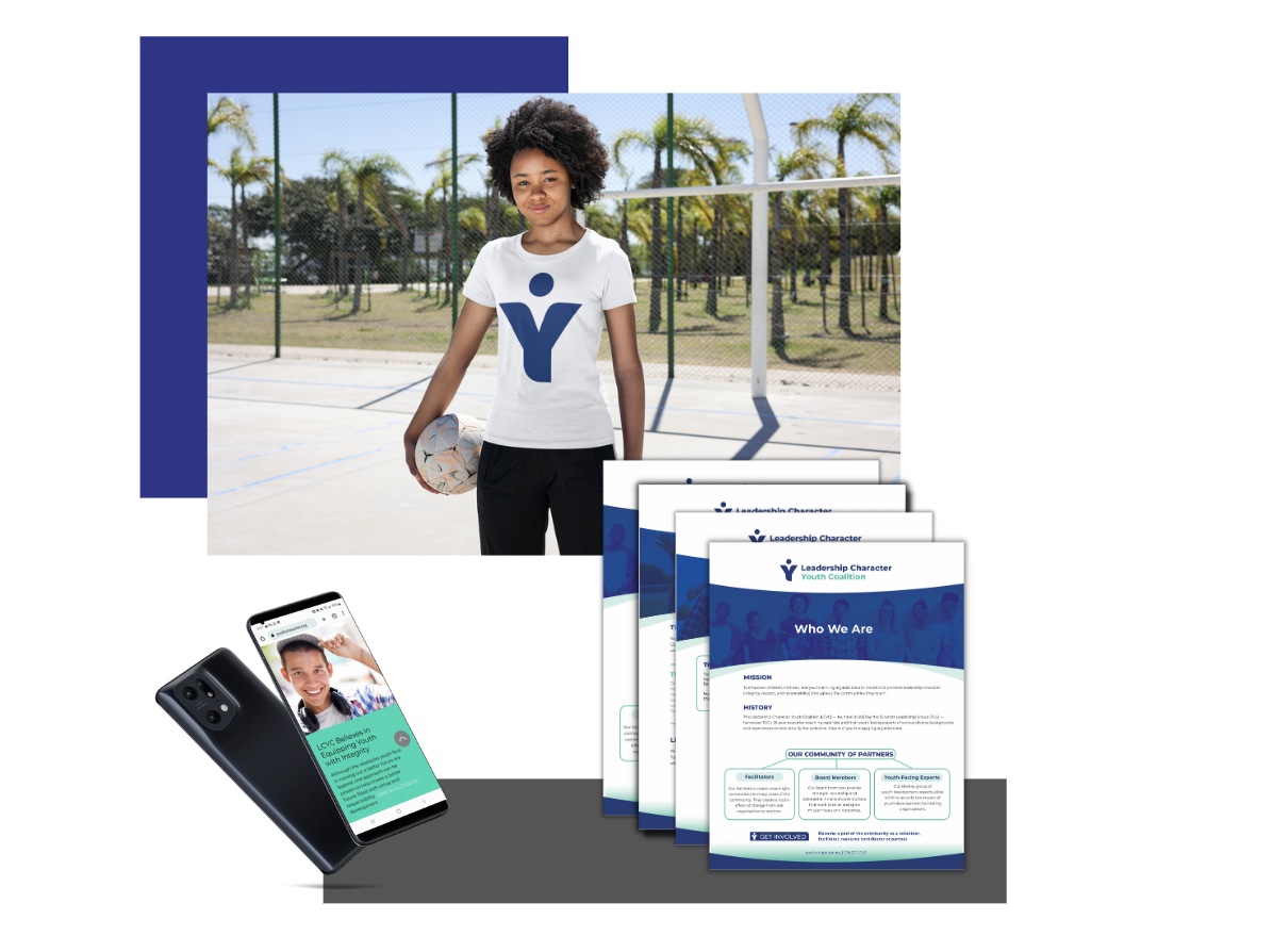 Framework Marketing Consulting - Client Story - Leadership Character Youth Coalition LCYC - Collateral Mockup Graphic